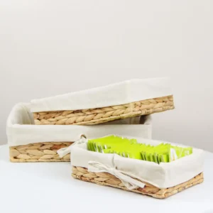 water hyacinth baskets with inner lining