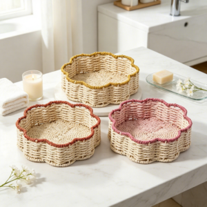 Paper rope storage baskets