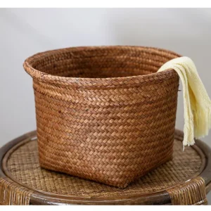 Natural woven seagrass planter basket for indoor plants