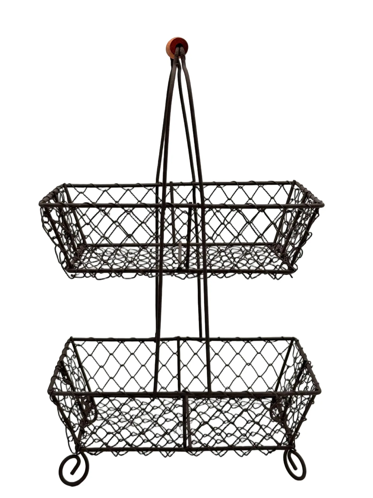 Two-Tier Wire Fruit Basket | Stackable Metal Produce Storage Basket - Image 2